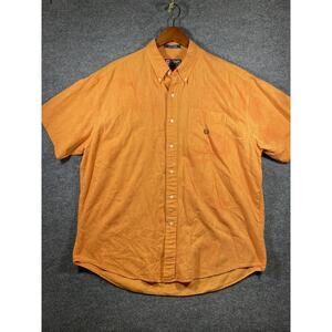 VTG Chaps Ralph Lauren Button Down Shirt Men's XL Orange Short Sleeve Casual
